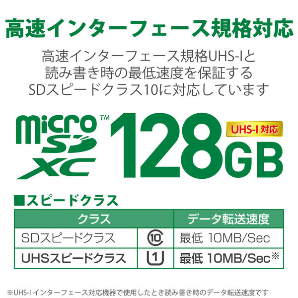 エレコム MicroSDXCカード/データ復旧サービス付/UHS-I MF-MS128GU11R 1個 - アスクル