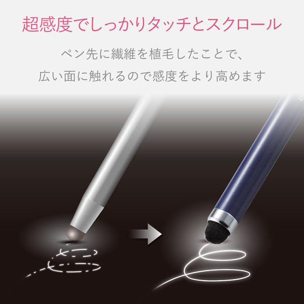 タッチペン スタイラスペン 超感度 ノック式 ネイビー P-TPCNBU タッチペン スタイラスペン 超感度 ノック式 ネイビー P-TPCNBU