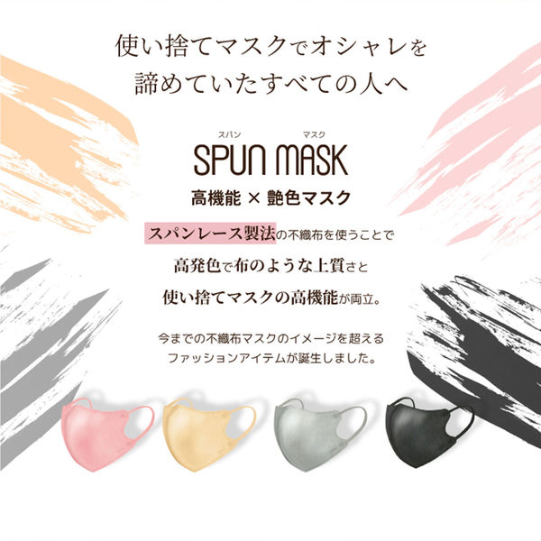 SPUN MASK スパンレース 立体型 ブラック 不織布マスク 1箱（30