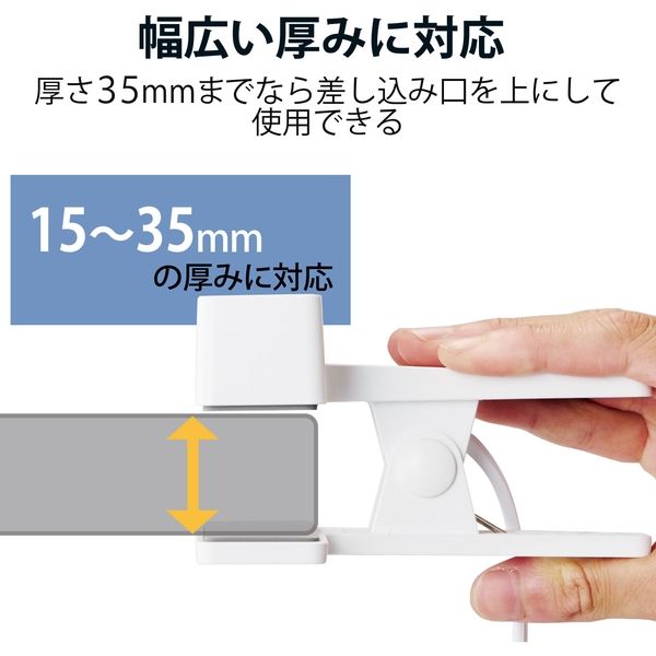 電源タップ クリップタップ 2.5m 2ピン 3個口 雷ガード ほこり防止 ホワイト T-KF03-2325WH エレコム 1個