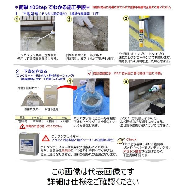 水性防水塗料8m2セット コンクリート下地用（中塗りグレー/上塗り