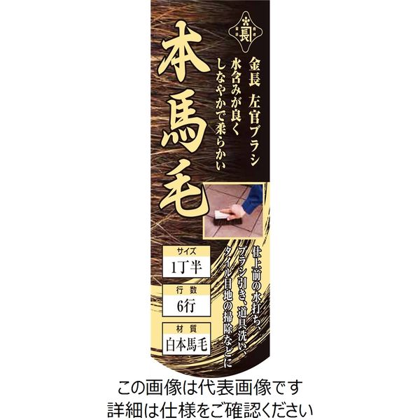 藤原産業 金長 左官ブラシ 白本馬毛 1丁半 6行 柄なし 1チョウハン6