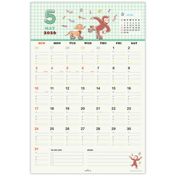 日本ホールマーク 日本HM2026年 壁掛シール付きファミリーカレンダー