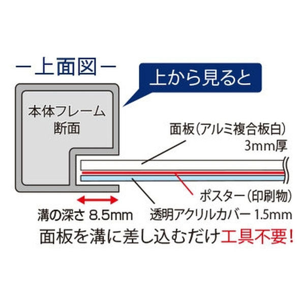 常磐精工 屋外ポールサインスタンド A4横 片面 ブラック BOPSS-A4YK 1