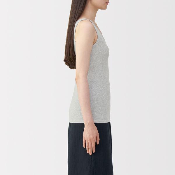 無印良品 レディース 婦人 リブ編みタンクトップ 婦人M グレー 良品