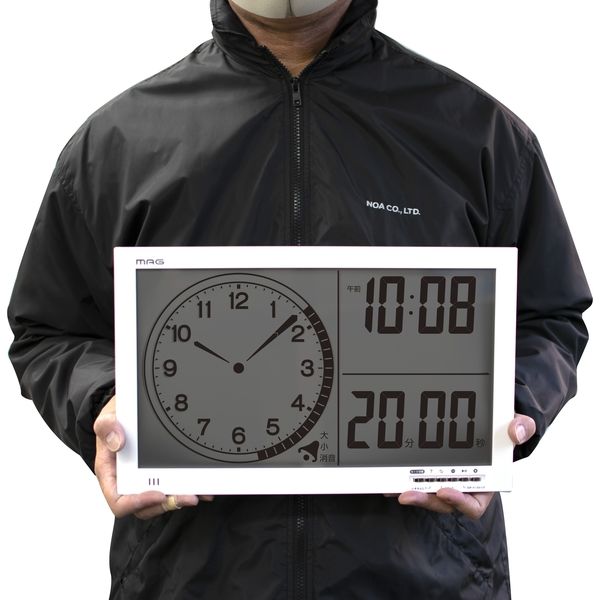 ノア精密 MAG大型タイマー時計 タイムスケール 幅368×奥行29×高さ229mm TM-606 WH-Z 1個 デジタル/アナログ表示 カレンダー