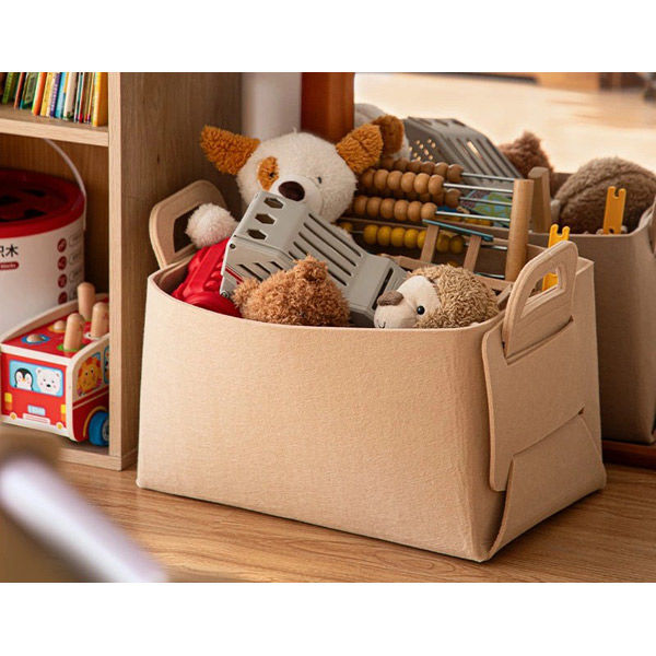 霜山 フェルト収納バスケット カーキ 小物 SYC57606 1セット/20個