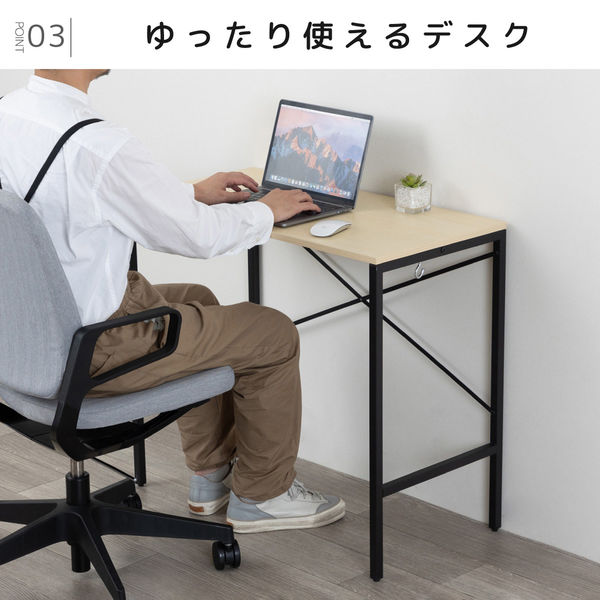 アスカ シンプルデスク 木目+ブラック SDK80BK 1台（直送品