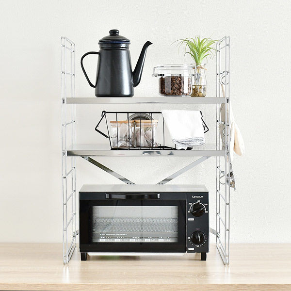 足立製作所 ステンレス棚 ダブルフレームトースターラック【2段・幅