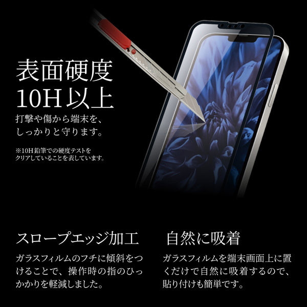 iPhone 13 mini ガラスフィルム 液晶保護フィルム 全画面保護 ソフトフレーム ブルーライトカット（直送品）