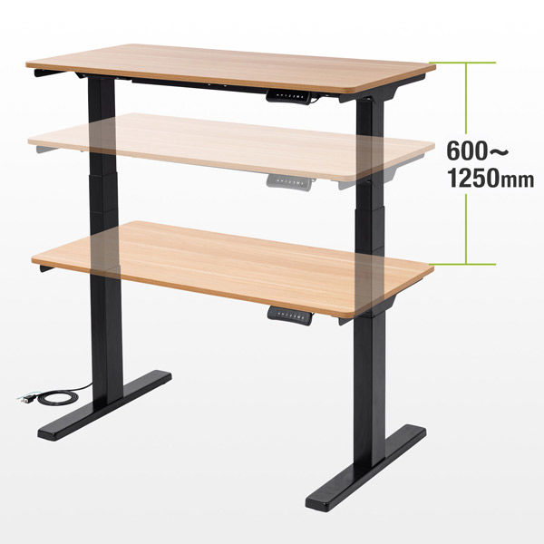 サンワサプライ 電動昇降デスク（幅1200mm・薄い木目） ERD-C12060LM 1台（直送品） - アスクル