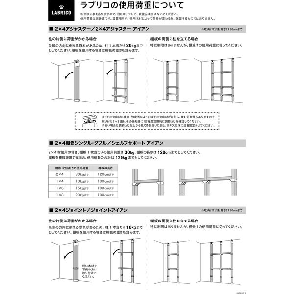 LABRICO(ラブリコ) 2×4アジャスター(2個入) オフホワイト DXO-1A 平安