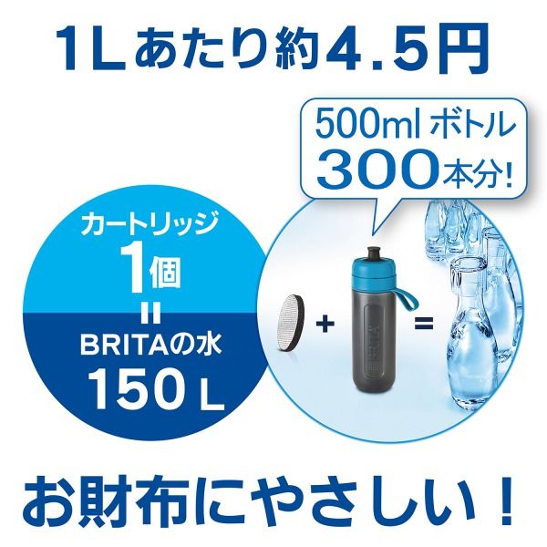 ブリタ（BRITA） 水筒 直飲み 携帯 浄水器 ボトル フィルアンドゴーアクティブ ライム 本体 600ml + エコバッグ付き【日本正規品】