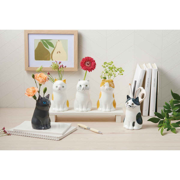セトクラフト 花瓶 ペン立て フラワー&ペンスタンド 猫 エキゾチック