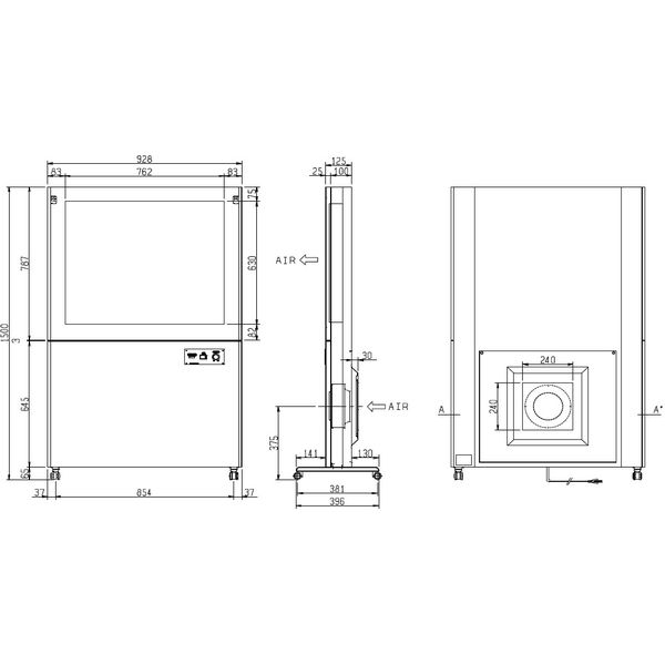 くろがね工作所 HEPAフィルター付クリーンパーテーション 清浄供給タイプ 幅928×奥行396×高1500mm CPT-9015CL 1台（直送品）  - アスクル