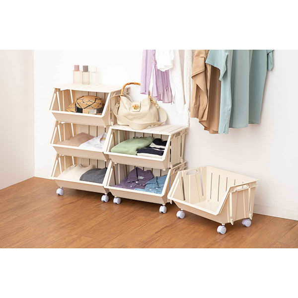 平和工業 バスケット 積み重ねバスケットN ストッカ- 幅44×奥行35×高さ