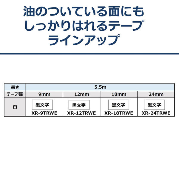 カシオ CASIO ネームランド テープ 油の付着面にも貼れるタイプ 幅12mm