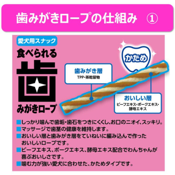 エブリデント 歯みがきロープ 愛犬用 かため Sサイズ 国産 65g（約11本）3袋 犬 おやつ 歯磨き アース・ペット