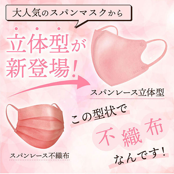 SPUN MASK 立体型スパンレース 不織布 （ネイビー）ふつう 1箱（30枚入