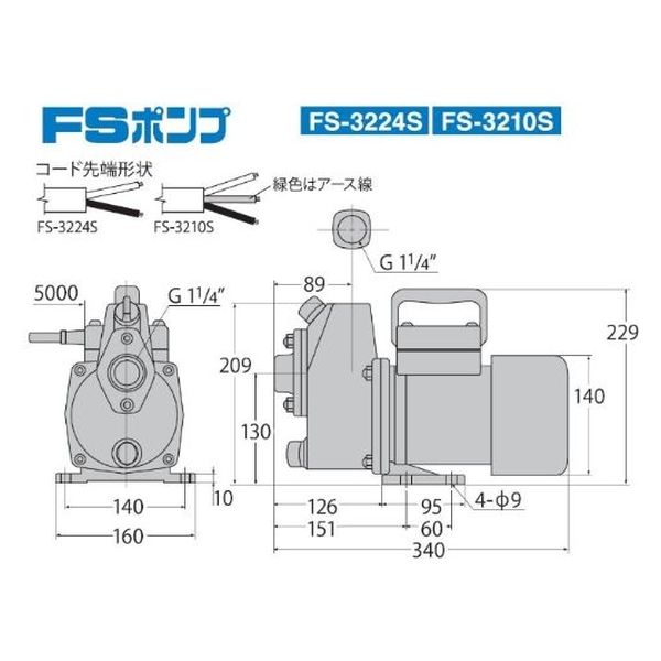 工進 海水用モーターポンプ ＦＳポンプ 口径３２ミリ ＤＣー２４Ｖ FS-3224S 1台（直送品） - アスクル