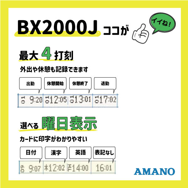 アマノ タイムレコーダー BX2000J 1台 時刻記録モデル - アスクル アマノ タイムレコーダー BX2000J 1台 時刻記録モデル - アスクル