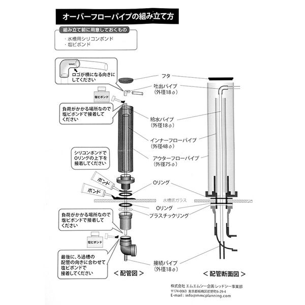 MMC オルカ ＯＲＣＡーＴシリーズ用 オーバーフローパイプ 三重管 281508 1個（直送品） - アスクル