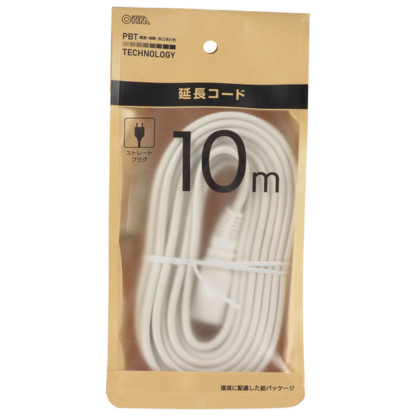 延長コード 延長コード 1個口 1m ストレートプラグ ホワイト｜HS-T11EDLP22