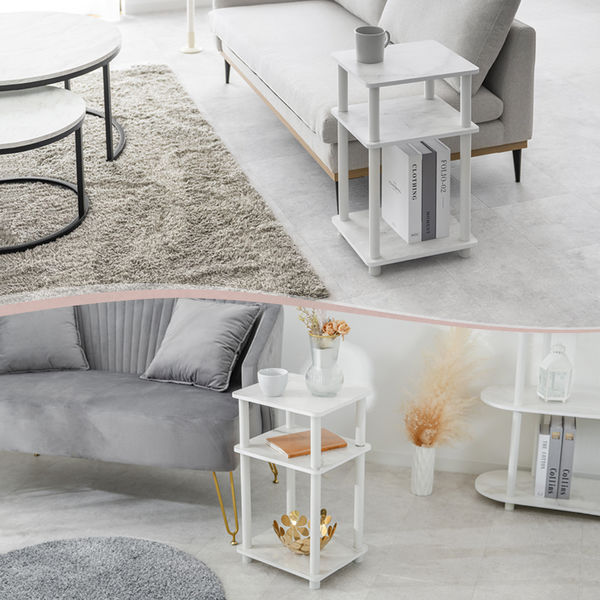 武田コーポレーション サイドテーブル大理石柄WH Y2-STD57WH 1箱