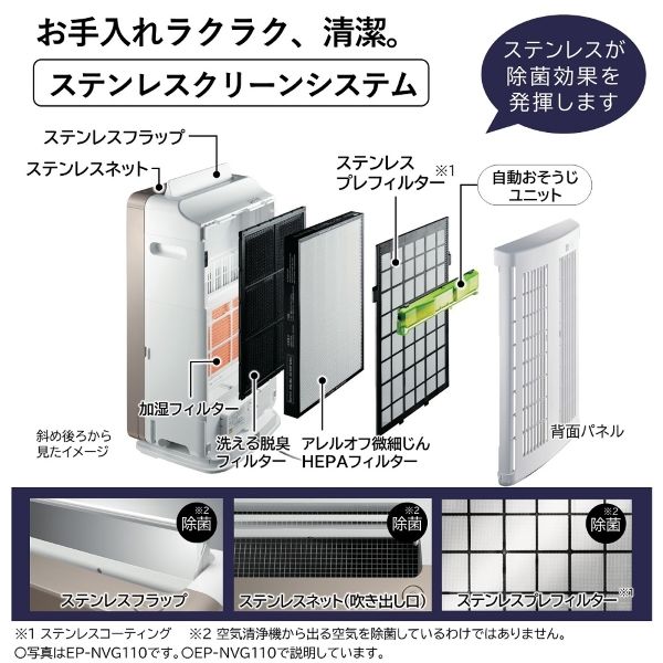 日立 加湿空気清浄機 クリエア EP-NVG90 W パールホワイト 1台