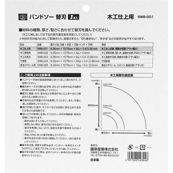 藤原産業 SK11 バンドソー替刃(SWBー300W用) 木工仕上用 SWBー001 1セット(5個)（直送品）