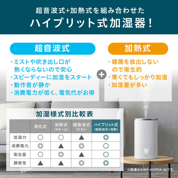 アイリスオーヤマ 加湿器 大容量 超音波式 スチーム式(加熱式