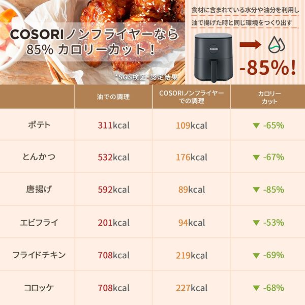 COSORI ノンフライヤー CAF-L501-KJP 4.7L大容量キッチン家電