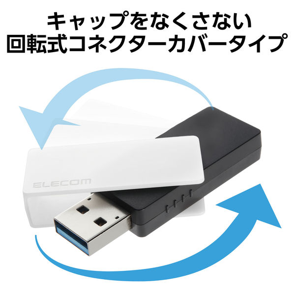 USBメモリ 64GB USB-A 回転式キャップ スライドロック ホワイト MF