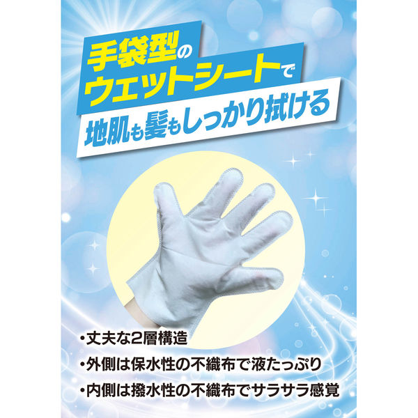 本田洋行 なでフク 水不要 ドライシャンプー 手袋タイプ 防災 介護 入院 アウトドア 箱売り 1箱(120枚:5枚入×24個)（直送品）