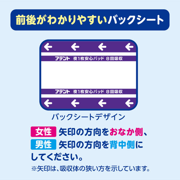 アテント 大人用おむつ 夜1枚安心パッド 8回 20枚:（1パック×20
