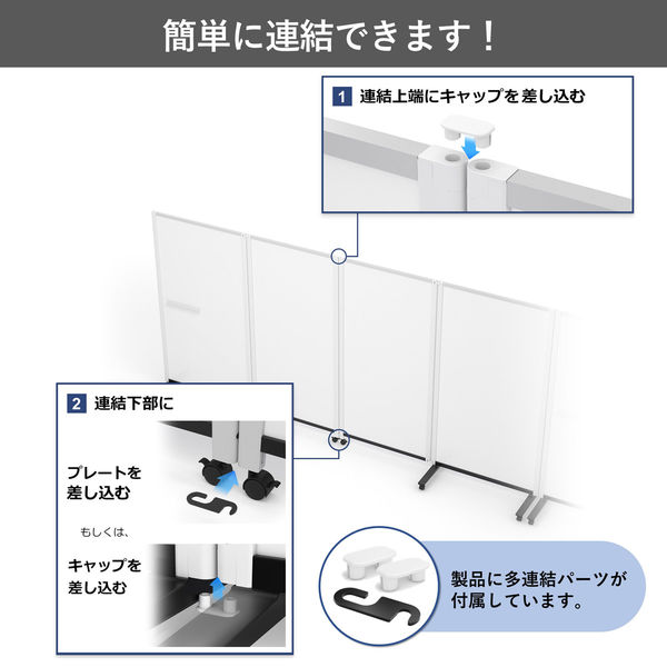 プラス パーティションホワイトボード 連結タイプ(4連) 片面掲示板タイプ 片面ホワイトボード 幅3590×奥行589×高さ1790mm PWJ-3618BSK