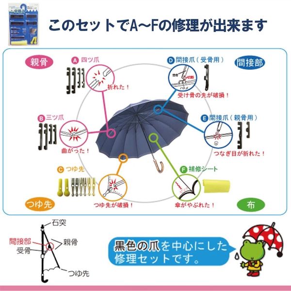 和気産業 WAKI 傘修理セット II USー29 1セット(6個)（直送品） - アスクル