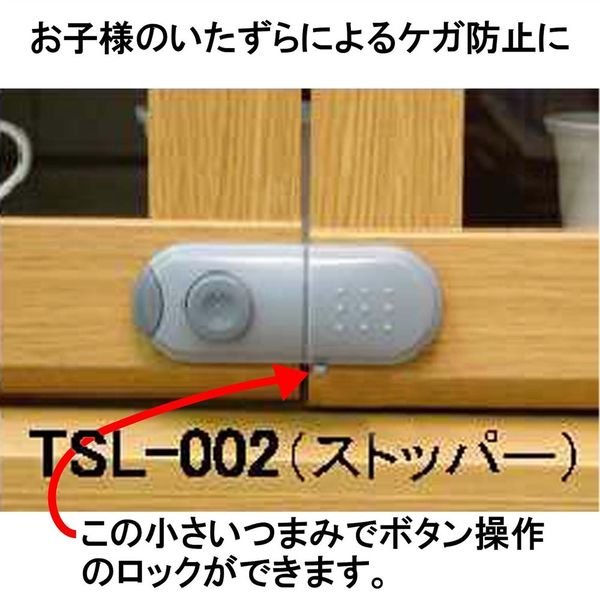 和気産業 開き戸ロック プッシュタイプ ライトグレー TSL-002 1セット