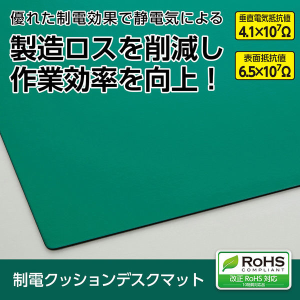 テラモト 制電クッションデスクマット ９００×７５０mm MR1551201 1枚