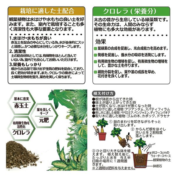 リッチェル クロレラの恵みＲ 観葉植物の土 ５Ｌ 272284 1袋（直送品） アスクル