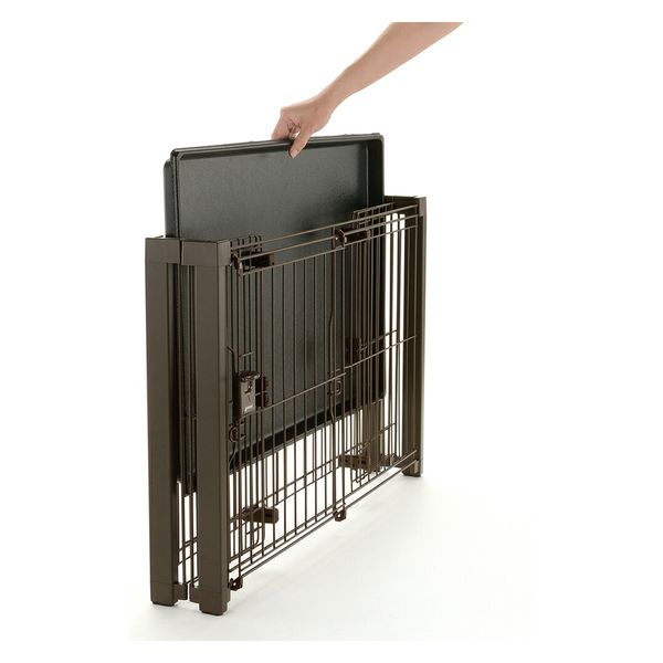 リッチェル 折りたたみアルミサークル 90ー60 ブラウン 273649 1個（直送品）