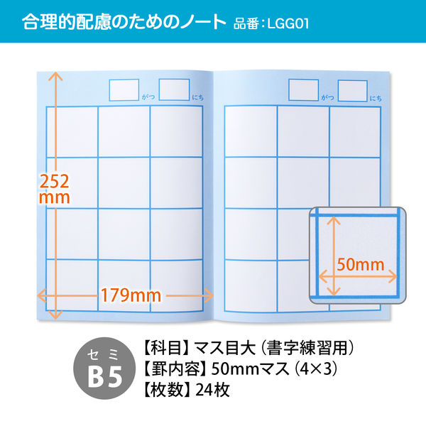 日本ノート 学習帳 スクールライン+ セミB5 配慮マス目 大(書字 日本ノート 学習帳 スクールライン+ セミB5 配慮マス目 大(書字