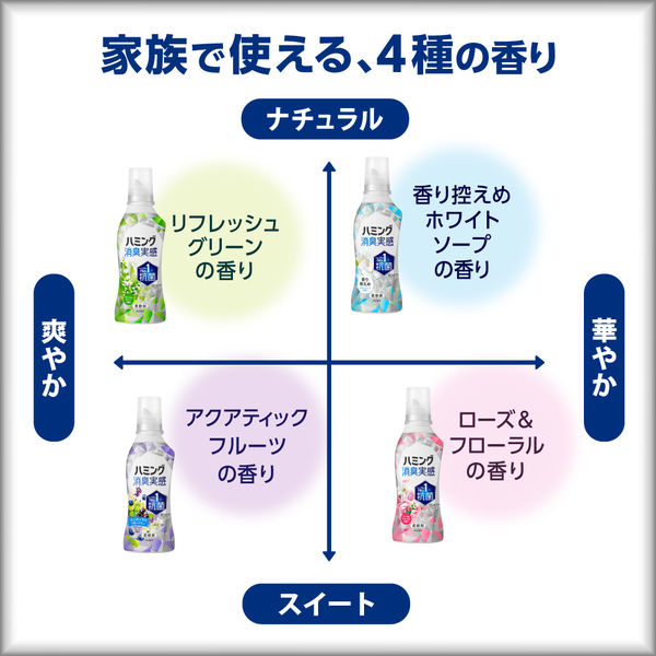 ハミング 消臭実感 ローズ＆フローラルの香り 本体 510mL 5個 柔軟剤 花王 - アスクル