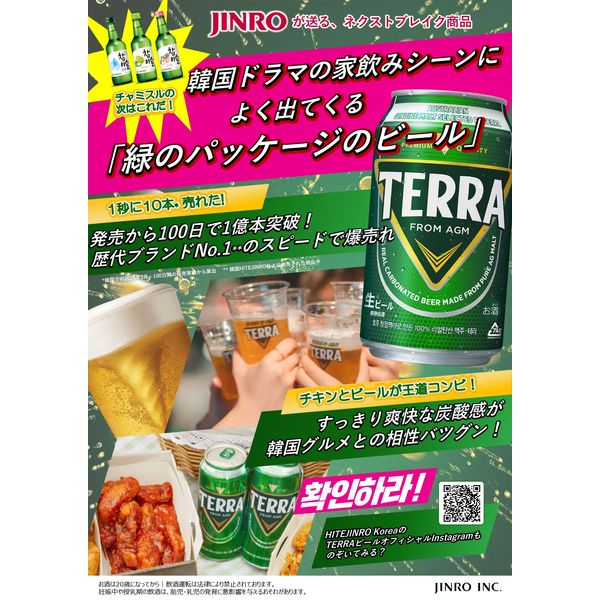 ビール 輸入ビール 韓国ビール TERRA（テラ） 350ml 1箱 （24本