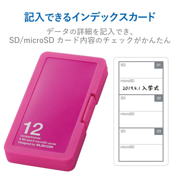 エレコム（ELECOM） SD/microSDカードケース（プラスチックタイプ） ピンク CMC-SDCPP12PN 1個（直送品） - アスクル