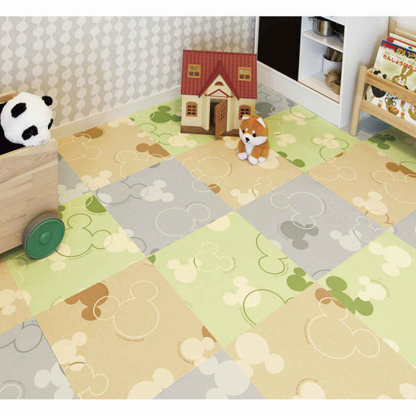 大島屋 タイルマット 30×30cm ミッキーマウス モノ 9枚入 グレー 大島屋 タイルマット 30×30cm ミッキーマウス モノ 9枚入 グレー