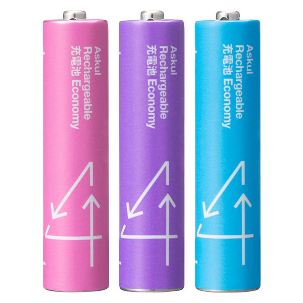 アスクルオリジナル 充電式・ニッケル水素電池 充電池 単4形 550mAh ピンク 1パック(2本入) オリジナル