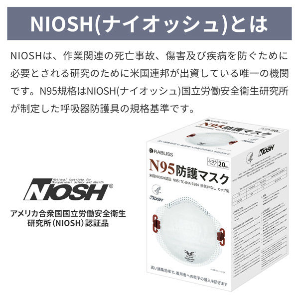 N95防護マスク カップ型 20枚入 小林薬品 高機能・4層構造 高耐久性フィルター 医療用（直送品）