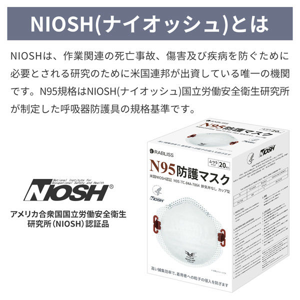 N95防護マスク カップ型 360枚(18箱セット) 小林薬品 高機能・4層構造