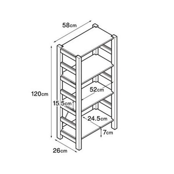 無印良品 パイン材ユニットシェルフ奥行25cmタイプ 58cm幅 中 幅58×奥行26×高さ120cm 良品計画（わけあり品） - アスクル